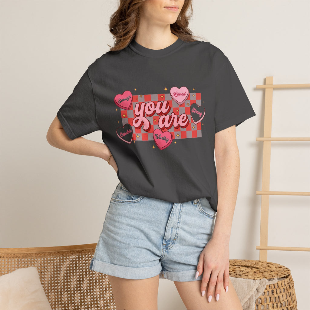 You Are Enough Candy Heart Shirt, Red Check Affirmation Tee, Valentines Self Love Shirt, Gift For Her