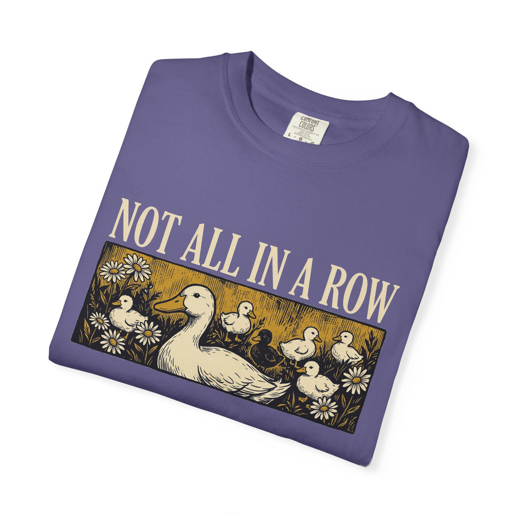 Not All In A Row Gold Panel Shirt, Woodcut Duck Family Tee, Folk Art Duck Shirt, Funny Gift