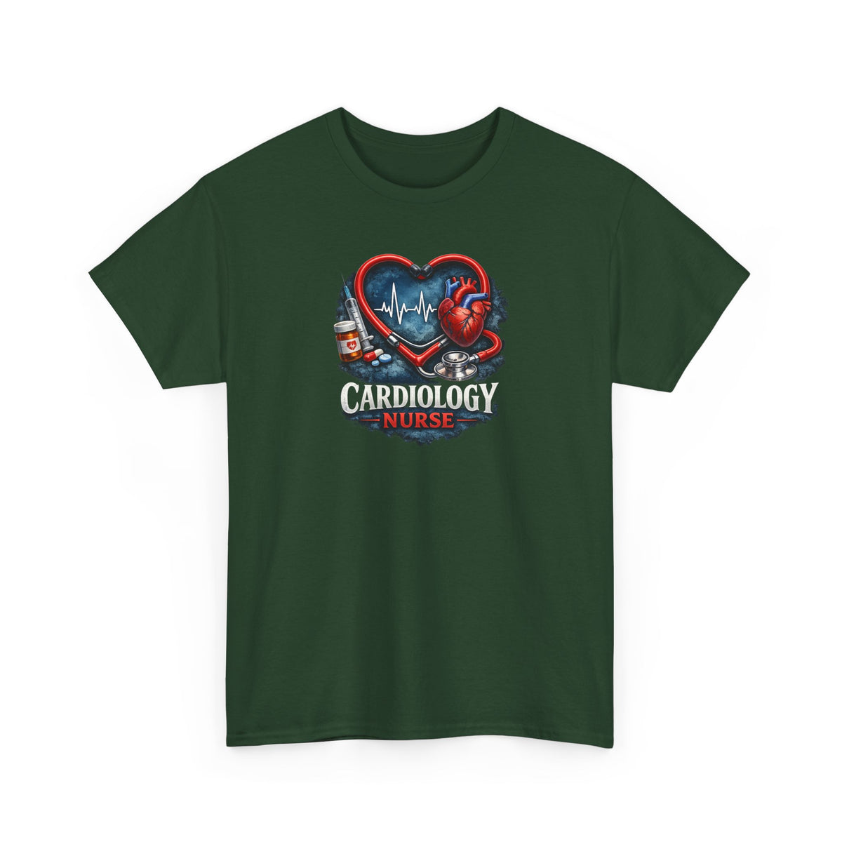 Cardiology Nurse T-Shirt — Heartbeat Stethoscope Design