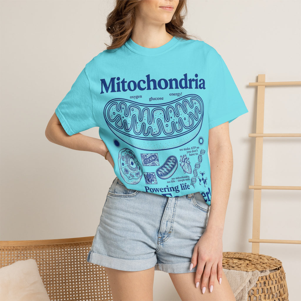 Mitochondria Powering Life Since Forever Tall Shirt, Retro Biology Poster Tee, Science Teacher Shirt, Nerd Gift