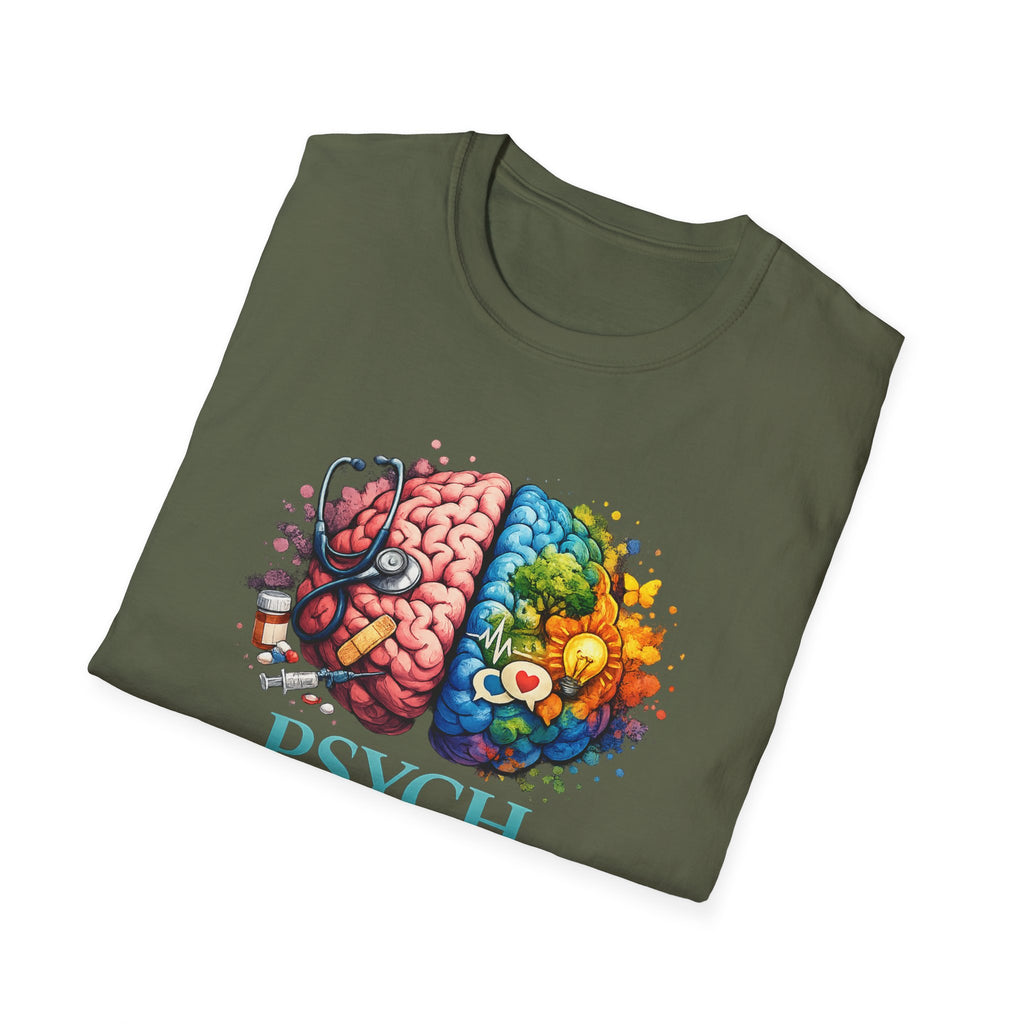 Psych Brain Split Art T-Shirt — Colorful Left & Right Brain Graphic Tee
