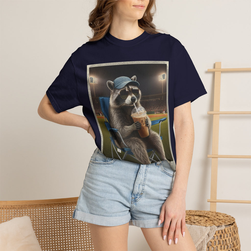 Baseball Raccoon Shirt, I Live Here Now Tee, Funny Ballpark Iced Coffee Shirt, Baseball Mom Gift