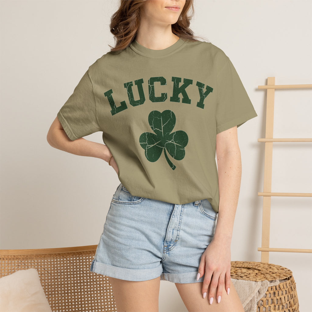 Lucky Big Shamrock Shirt, Bold Varsity Clover Tee, St Patricks Day Shirt, Irish Gift