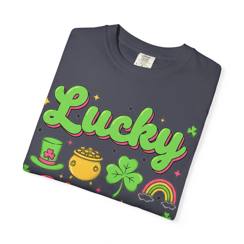Lucky Charm Pink Shirt, Groovy St Patricks Day Tee, Rainbow Clover Shirt, Irish Gift