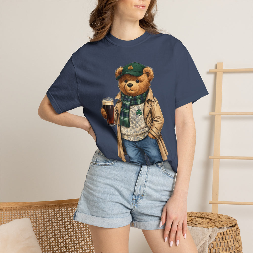Irish Teddy Bear Trench Coat Shirt, Flat Cap Bear Stout Pint Tee, St Patricks Day Shirt, Irish Gift