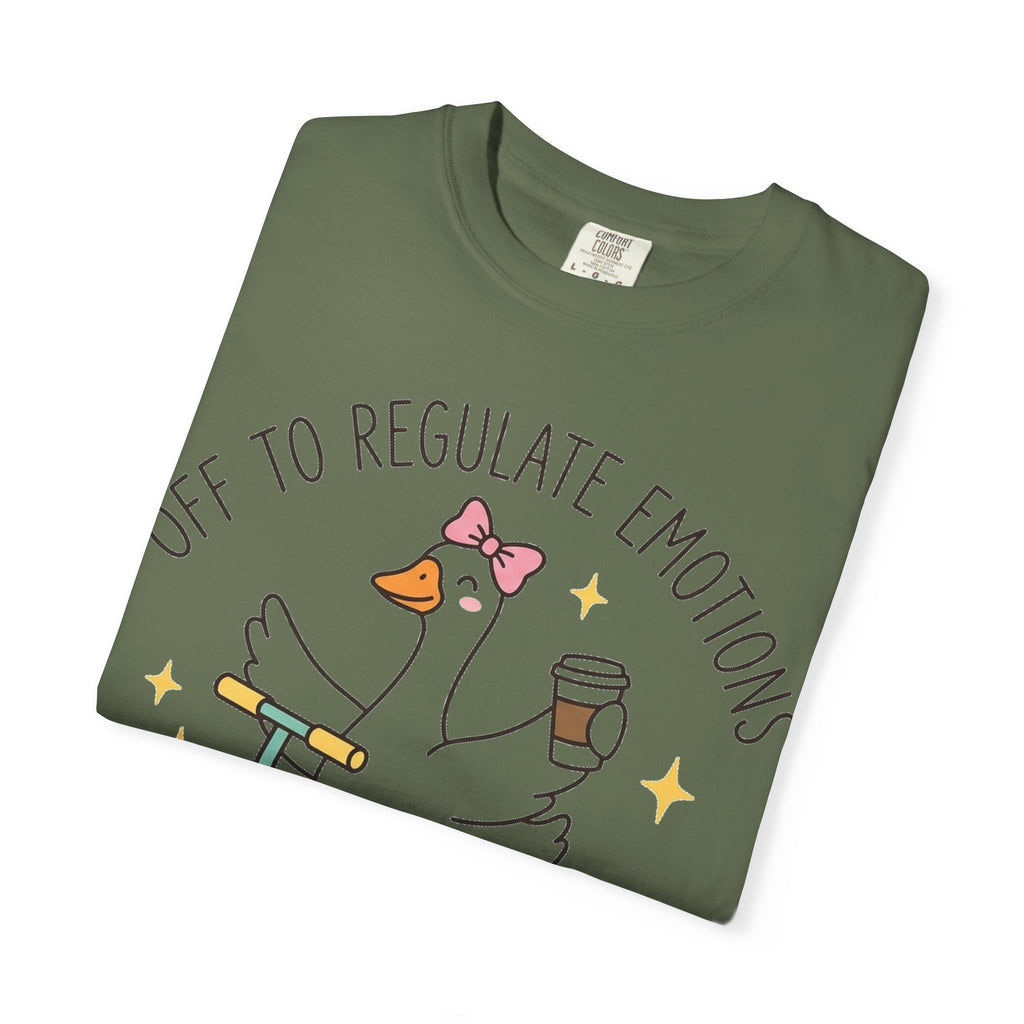 Off To Regulate Emotions Shirt, Funny Therapy Goose Scooter Tee, Mental Health Humor Shirt, Therapist Gift