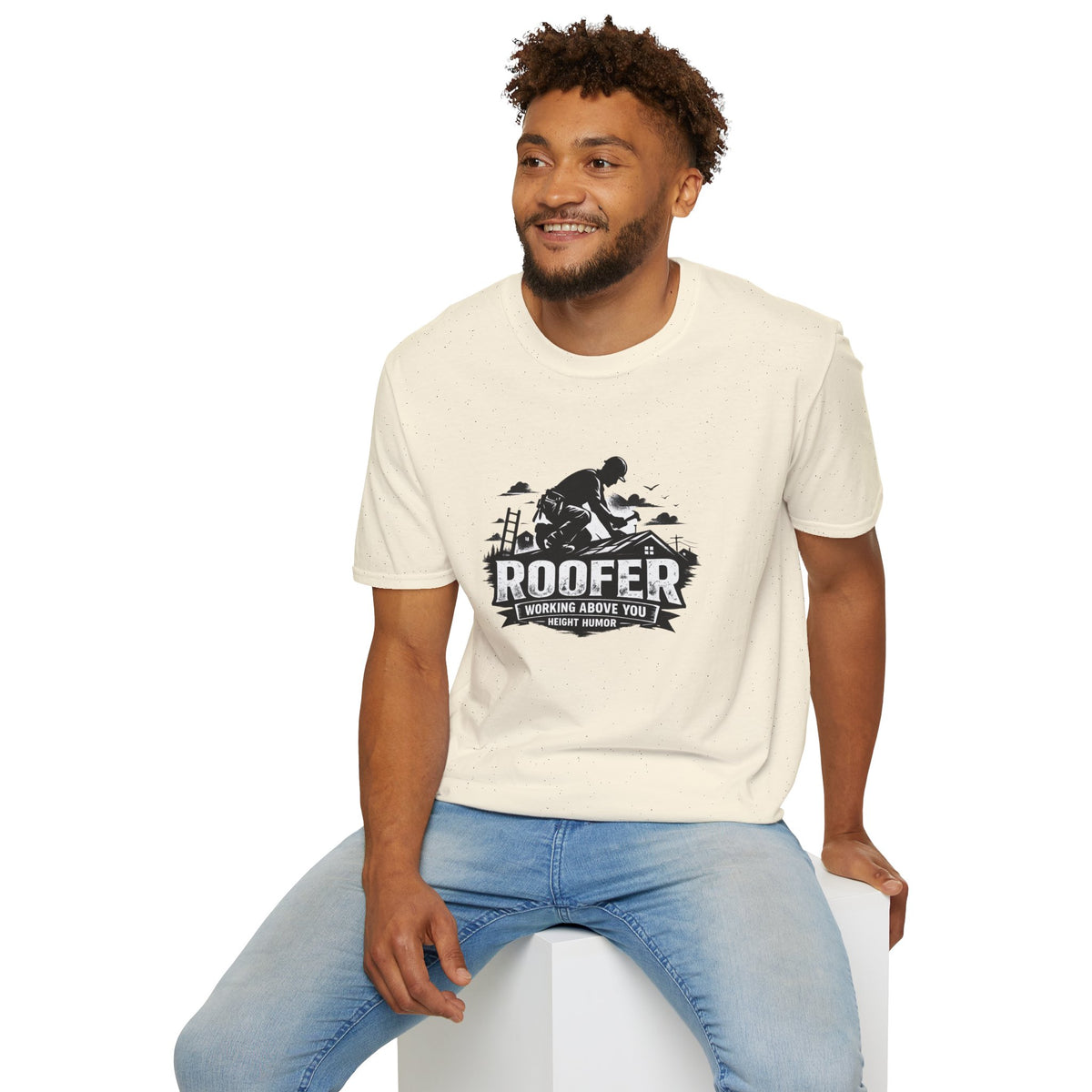 Roofer Working Above You T-Shirt — Vintage Roofer Roofing Crew Tee