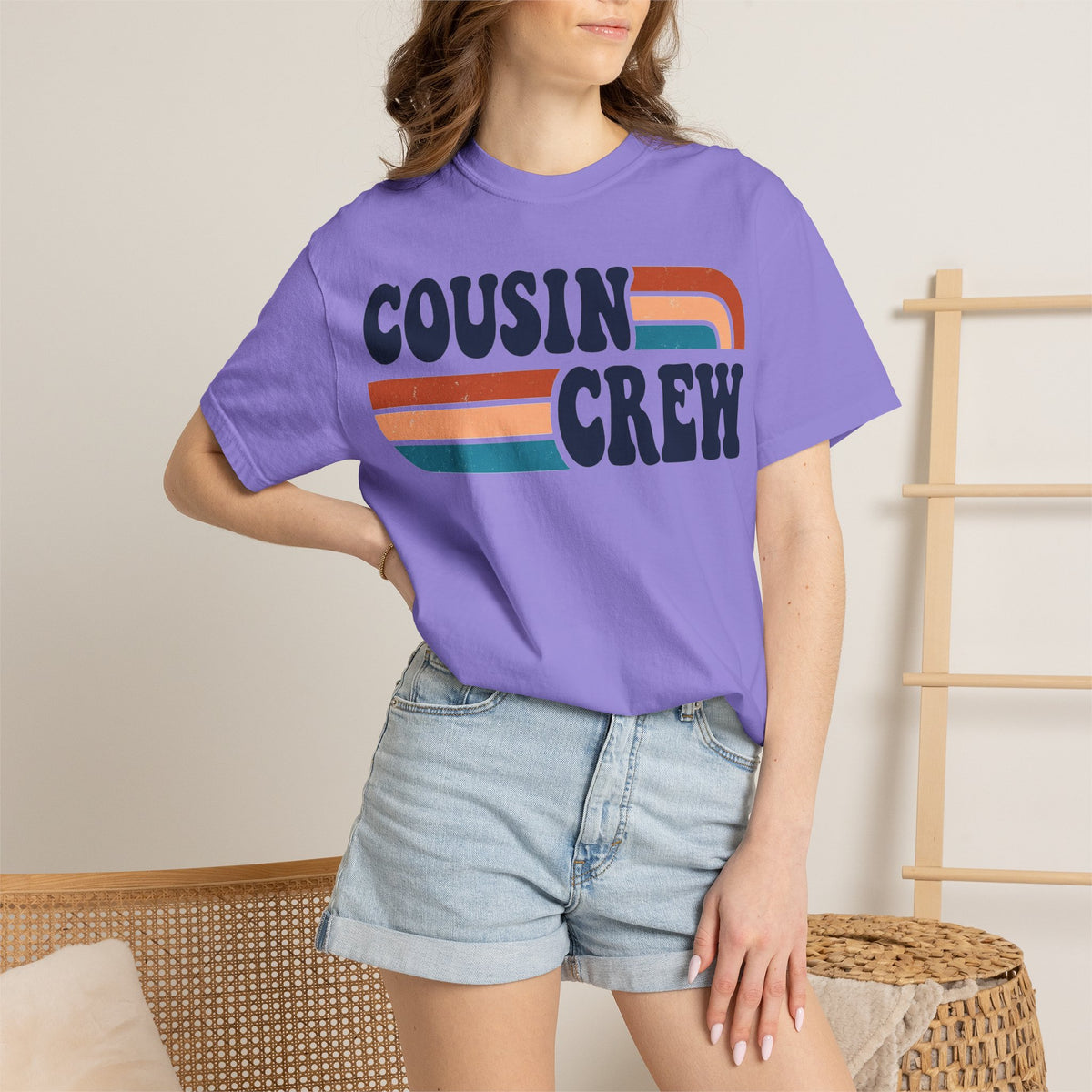 Cousin Crew Rainbow Stripe Shirt, Retro Family Reunion Tee, Matching Cousins Shirt, Family Gift