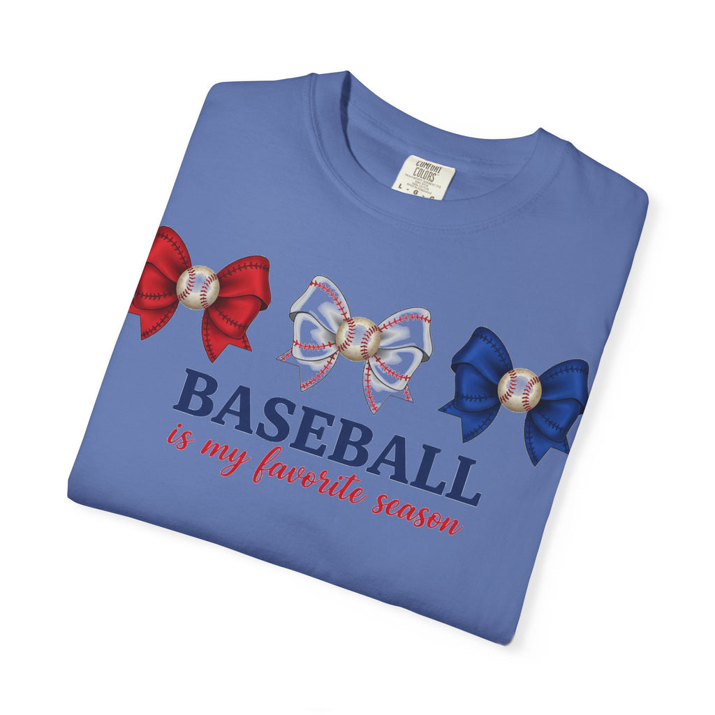 Baseball Is My Favorite Season Shirt, Red White Blue Bows Tee, Baseball Mama Shirt, Opening Day Gift