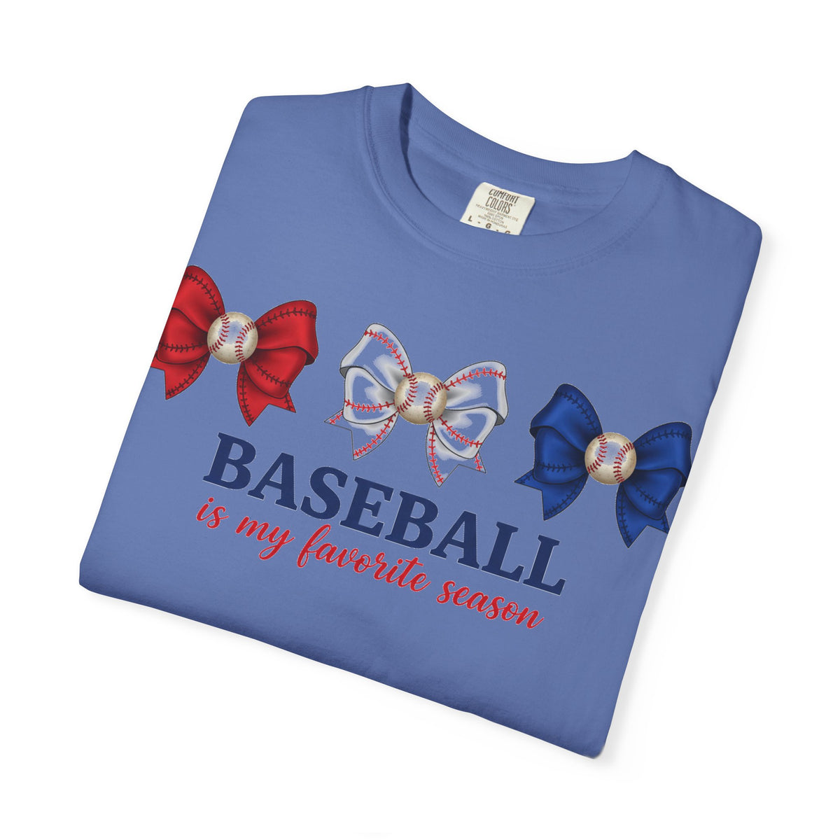 Baseball Is My Favorite Season Shirt, Red White Blue Bows Tee, Baseball Mama Shirt, Opening Day Gift