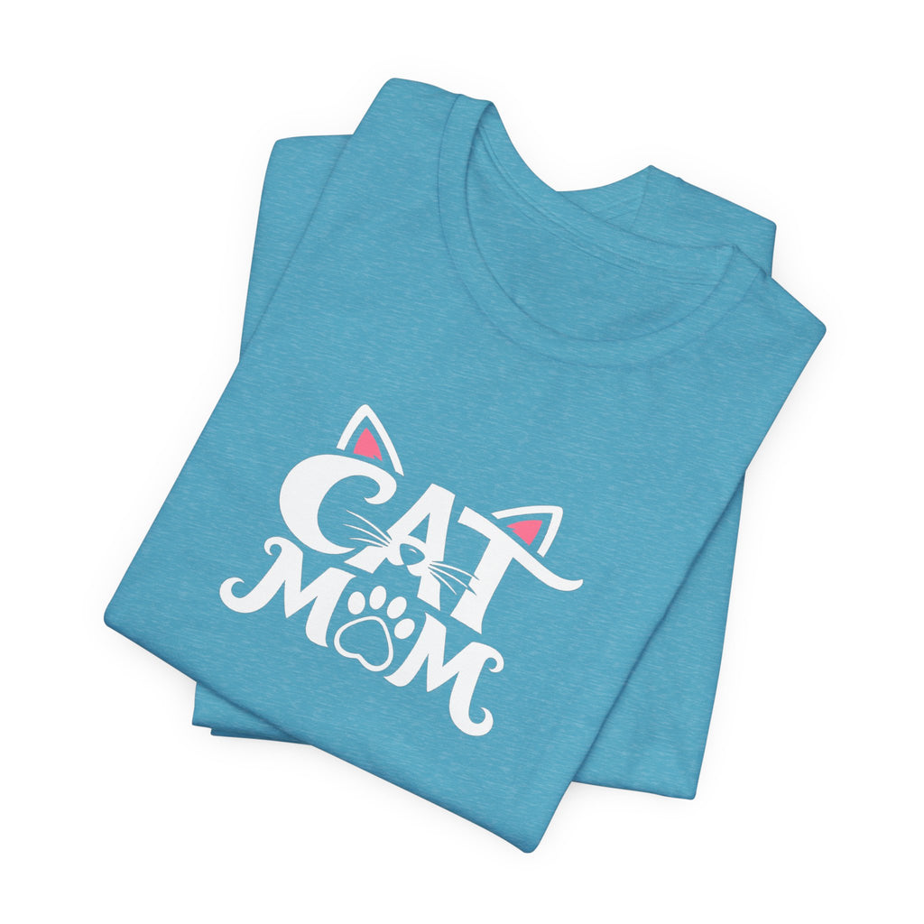 Cat Mom T-Shirt — Cute Paw & Ears Graphic Tee for Cat Lovers