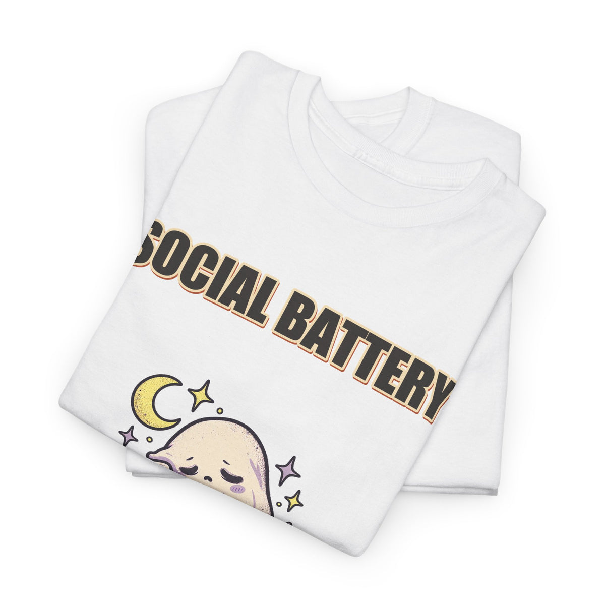 Social Battery 2% & Thriving – Moon Ghost T-Shirt