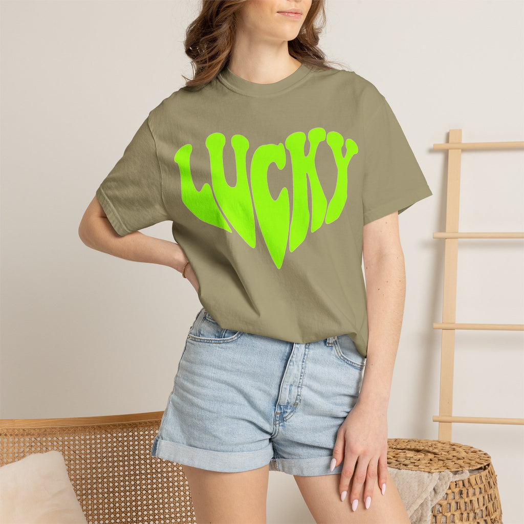 Lucky Melting Letters Shirt, Neon Green Trippy Tee, Psychedelic St Patricks Shirt, Festival Gift