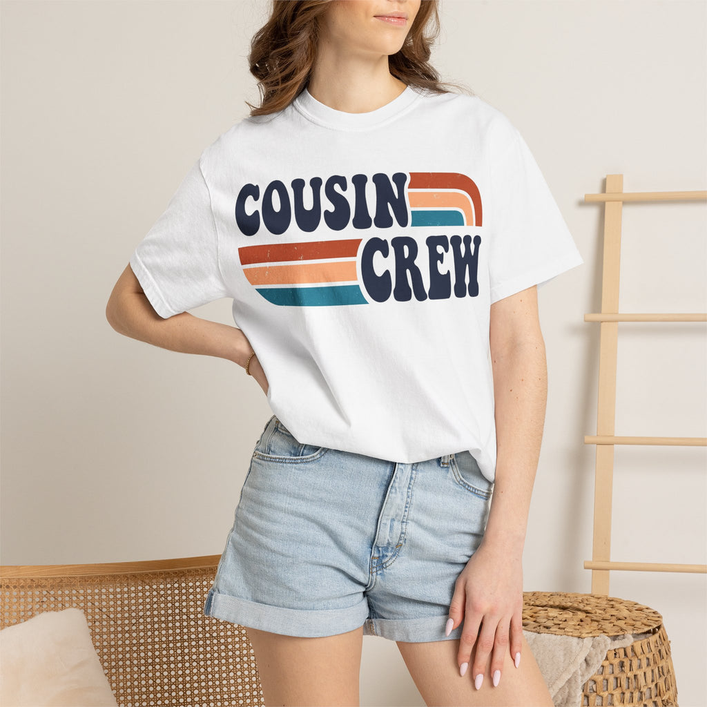 Cousin Crew Rainbow Stripe Shirt, Retro Family Reunion Tee, Matching Cousins Shirt, Family Gift