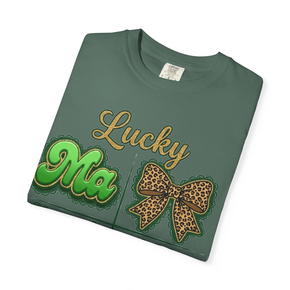 Lucky Mama Shirt, St Patricks Day Leopard Bow Tee, Green Glitter Mama Shirt, Irish Mom Gift
