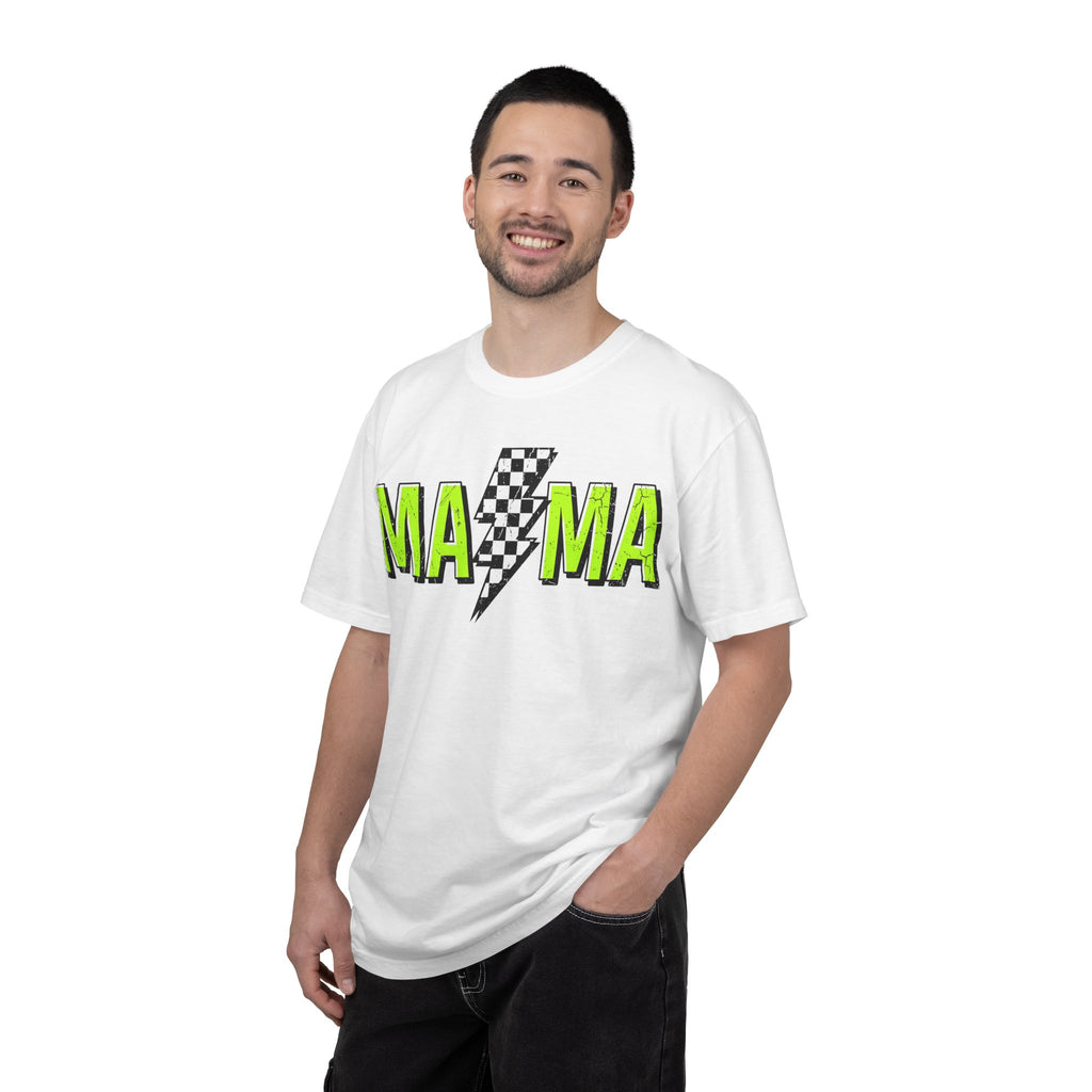 Mama Lightning Bolt Shirt, Neon Green Checkered Bolt Tee, Edgy Mom Shirt, Mama Gift