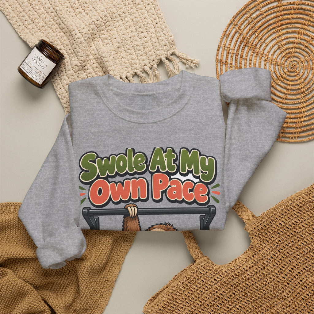 Funny Gym Sweatshirt Swole At My Own Pace | Sloth Weightlifting Sweatshirt | Funny Workout Sweatshirt | Gym Gift