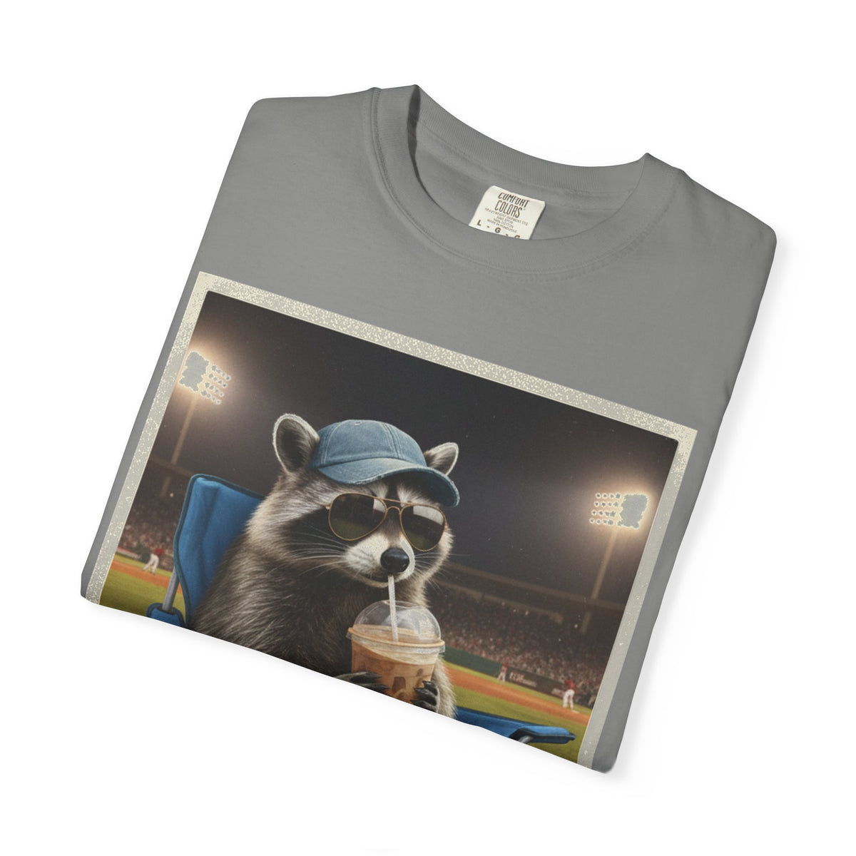 Baseball Raccoon Shirt, I Live Here Now Tee, Funny Ballpark Iced Coffee Shirt, Baseball Mom Gift