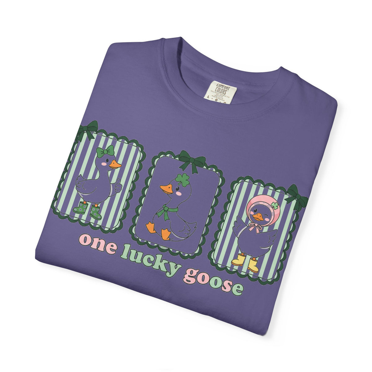 One Lucky Goose Tall Shirt, Three Panel Irish Goose Tee, Cute St Patricks Day Shirt, Shamrock Gift