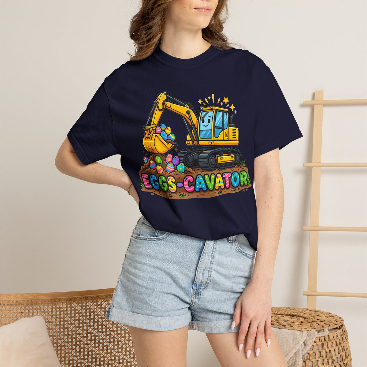 Eggs-Cavator Excavator Shirt, Funny Easter Construction Tee, Digger Easter Egg Shirt, Boys Easter Gift
