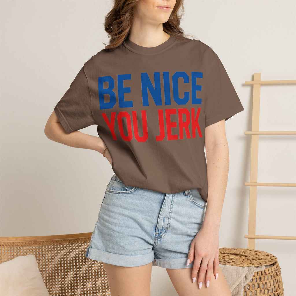 Be Nice You Jerk Shirt, Funny Sarcastic Quote Tee, Bold Retro Typography Shirt, Snarky Gift