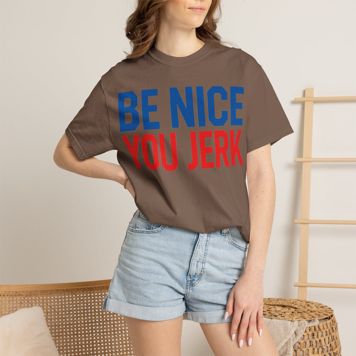 Be Nice You Jerk Shirt, Funny Sarcastic Quote Tee, Bold Retro Typography Shirt, Snarky Gift