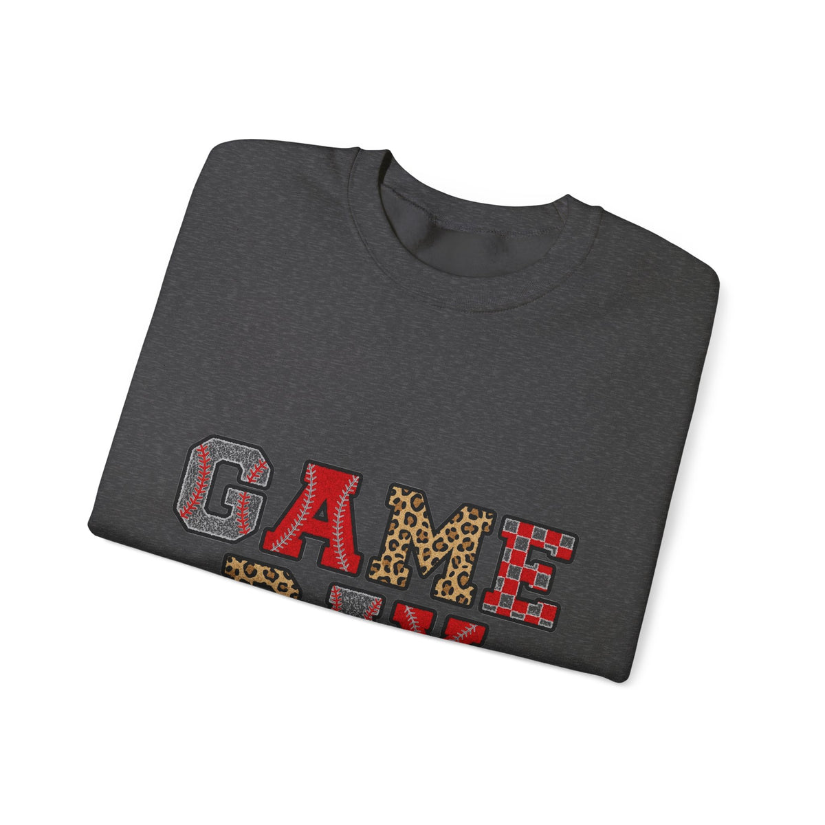 Game Day Sweatshirt, Baseball Leopard Checkered Chenille Letters Sweatshirt, Baseball Mom Sweatshirt, Softball Game Day Gift, Sports Mom Var
