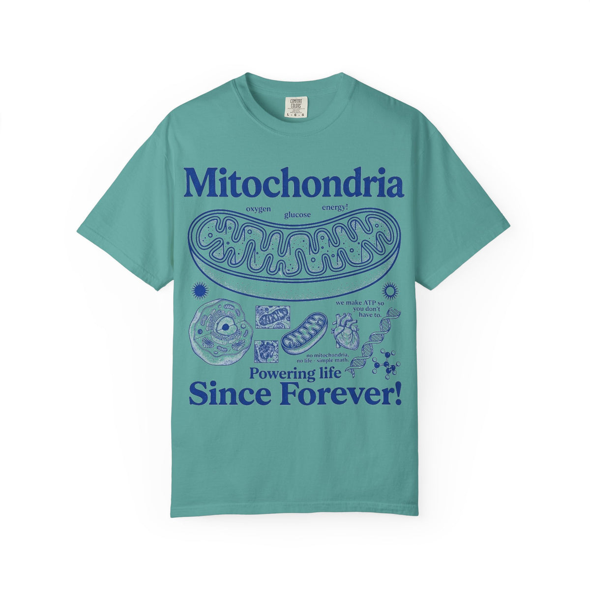 Mitochondria Powering Life Since Forever Tall Shirt, Retro Biology Poster Tee, Science Teacher Shirt, Nerd Gift