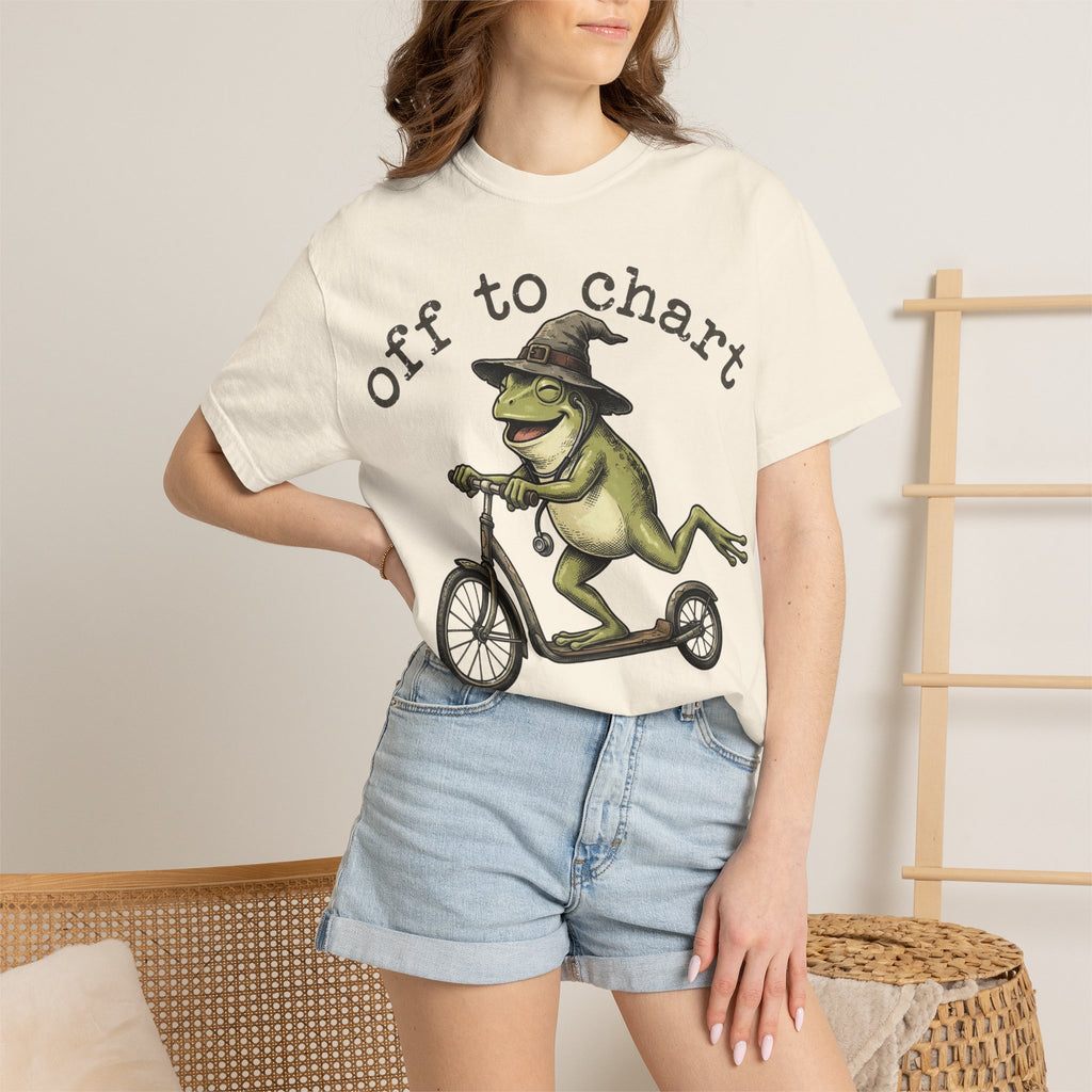 Off To Chart Grinning Frog Shirt, Nurse Frog Scooter Tee, Funny Charting Shirt, RN Gift
