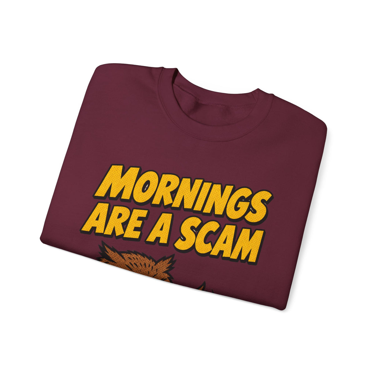 Sarcastic Sweatshirt Mornings Are A Scam | Grumpy Owl Comic Sweatshirt | Funny Not A Morning Person Gift | Anti Morning