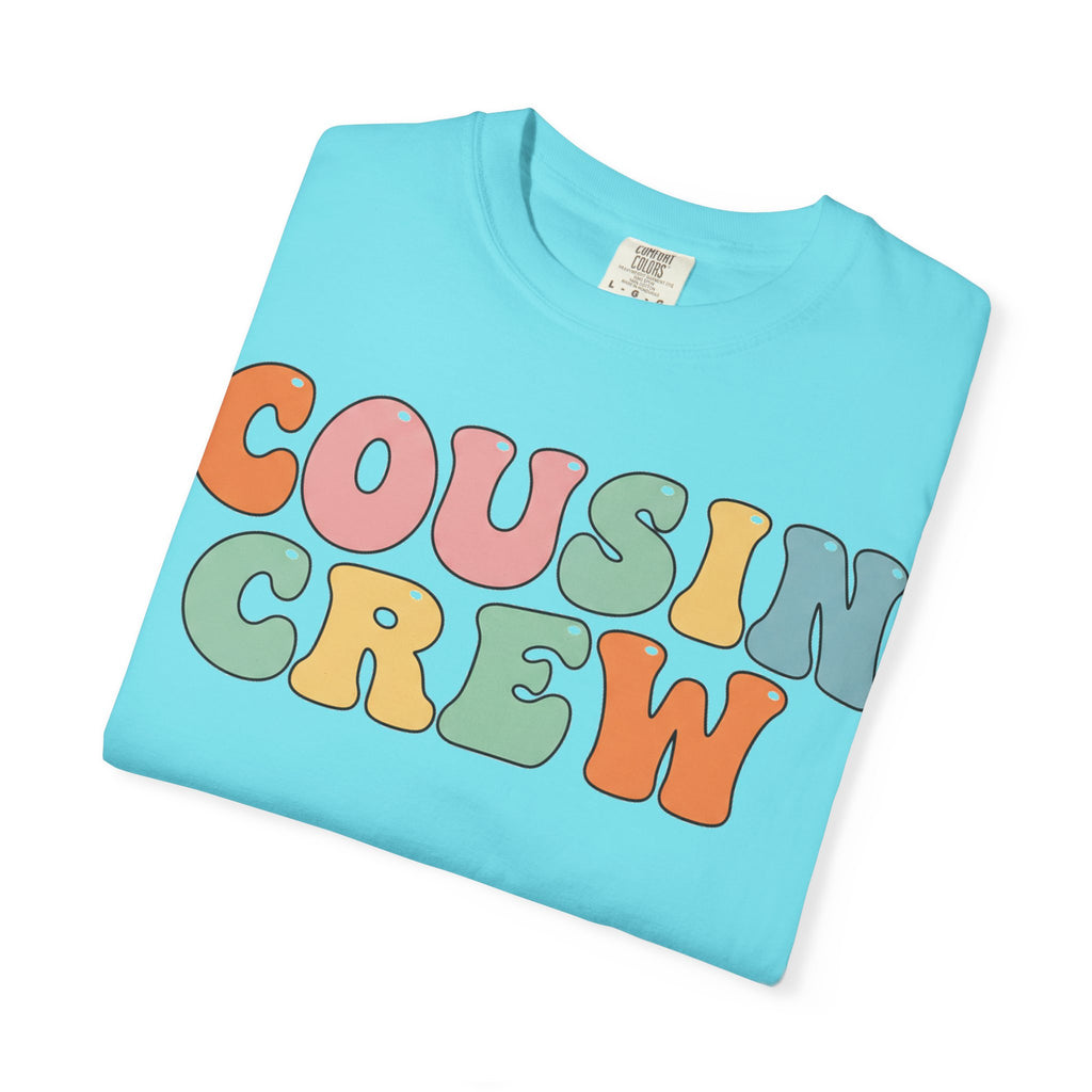 Cousin Crew Stacked Shirt, Groovy Retro Pastel Tee, Matching Cousins Reunion Shirt, Family Gift