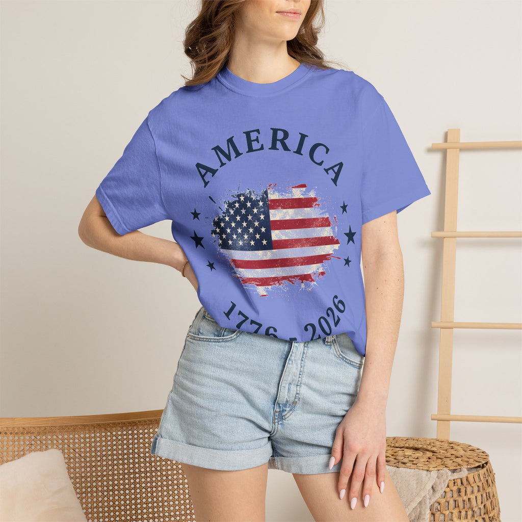 America 1776 2026 Arched Shirt, Vintage Flag Splash Tee, Patriotic Americana Shirt, Independence Day Gift