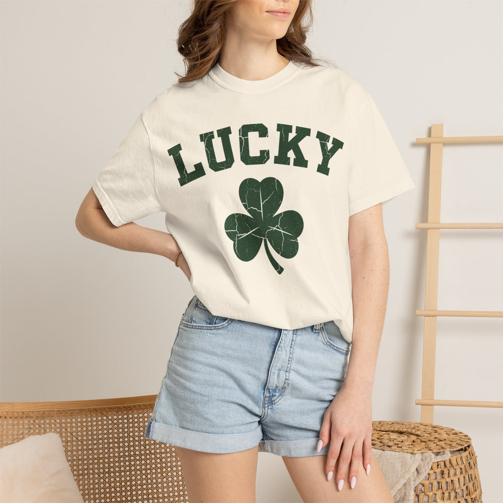Lucky Big Shamrock Shirt, Bold Varsity Clover Tee, St Patricks Day Shirt, Irish Gift