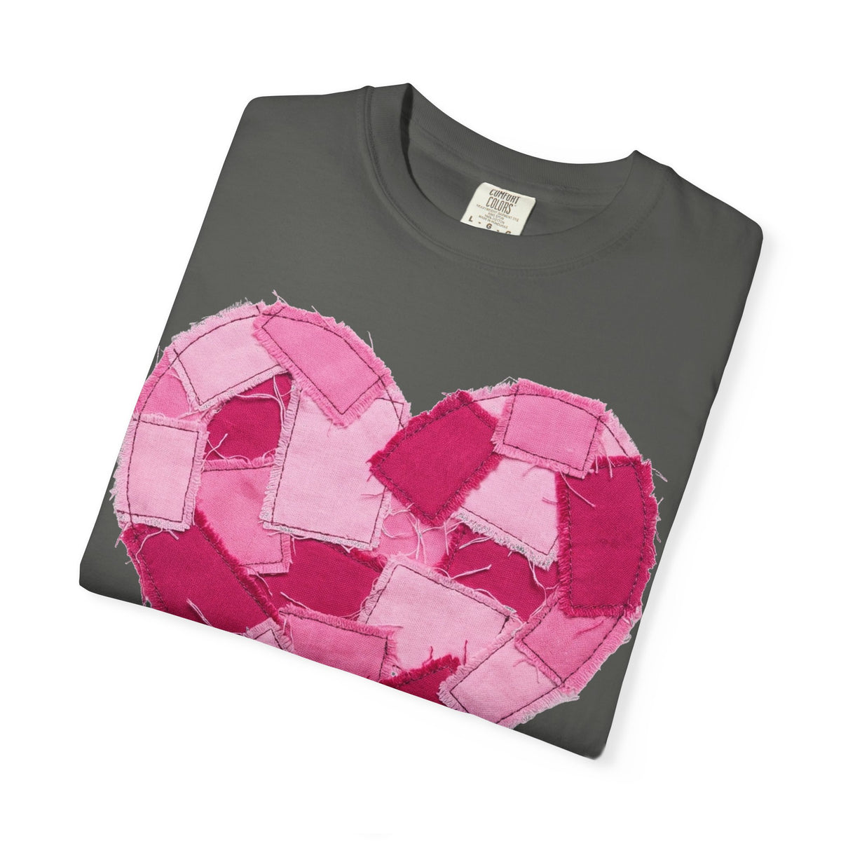 Patchwork Heart Shirt, Frayed Pink Quilt Heart Tee, Shabby Chic Valentine Shirt, Cozy Gift