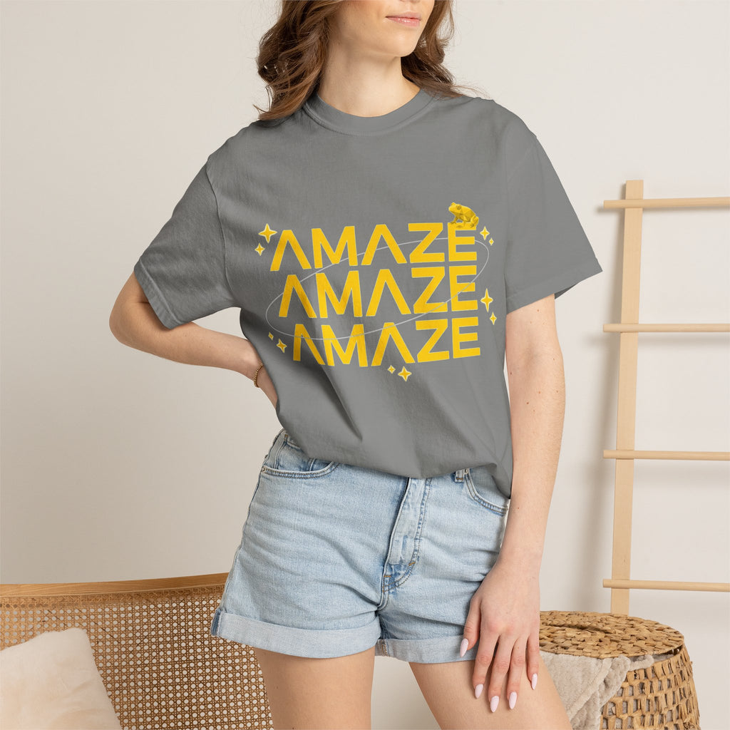 Amaze Amaze Amaze Shirt, Retro Stacked Type Tee, Tiny Frog Graphic Shirt, Funny Minimal Gift