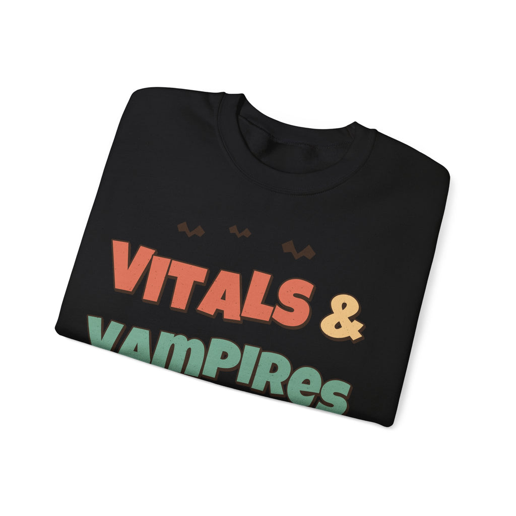 Nurse Halloween Sweatshirt Vitals & Vampires | Retro Nurse Halloween Sweatshirt | ER ICU Nurse Gift | Halloween 2026