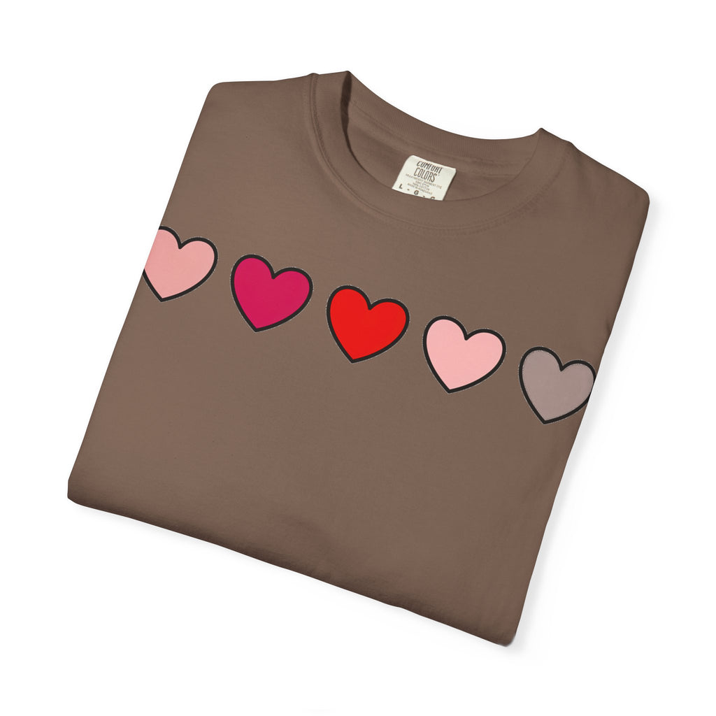 Row Of Hearts Shirt, Minimal Pink Heart Line Tee, Simple Valentine Shirt, Galentines Gift