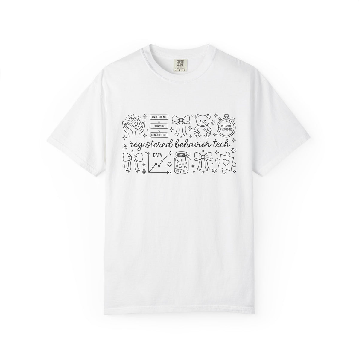 Registered Behavior Tech Wide Shirt, ABA Doodle Collage Tee, RBT Therapist Shirt, Behavior Tech Gift