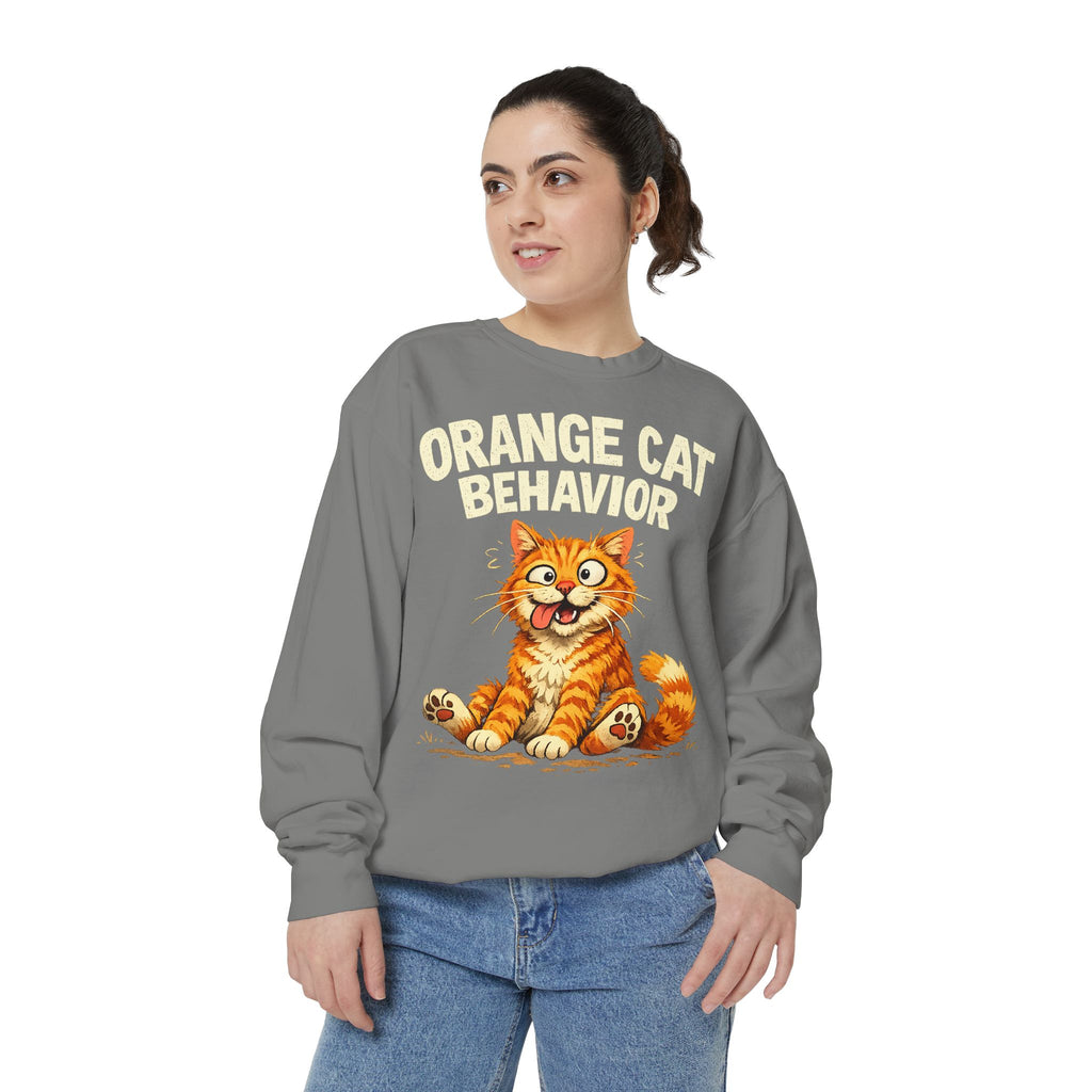 Orange Cat Behavior Sweatshirt — Cute Ginger Kitty Graphic Pullover