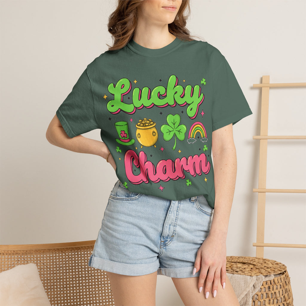 Lucky Charm Pink Shirt, Groovy St Patricks Day Tee, Rainbow Clover Shirt, Irish Gift