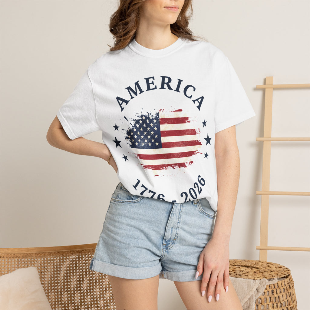 America 1776 2026 Arched Shirt, Vintage Flag Splash Tee, Patriotic Americana Shirt, Independence Day Gift