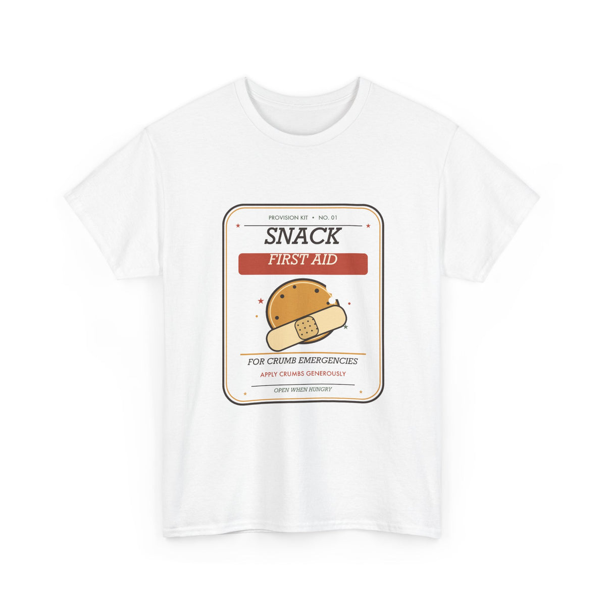 Snack First Aid Tee — Apply Crumbs Generously | Funny Cookie Shirt