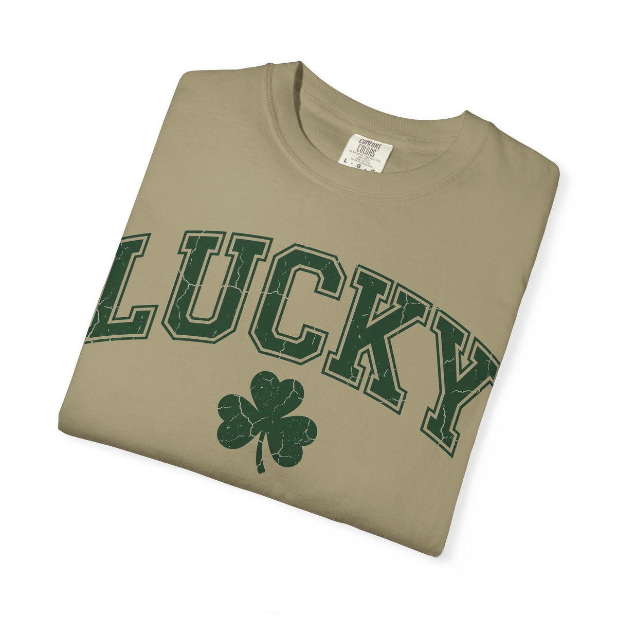 Lucky Shamrock Varsity Shirt, Distressed Green Clover Tee, St Patricks Day Collegiate Shirt, Irish Gift