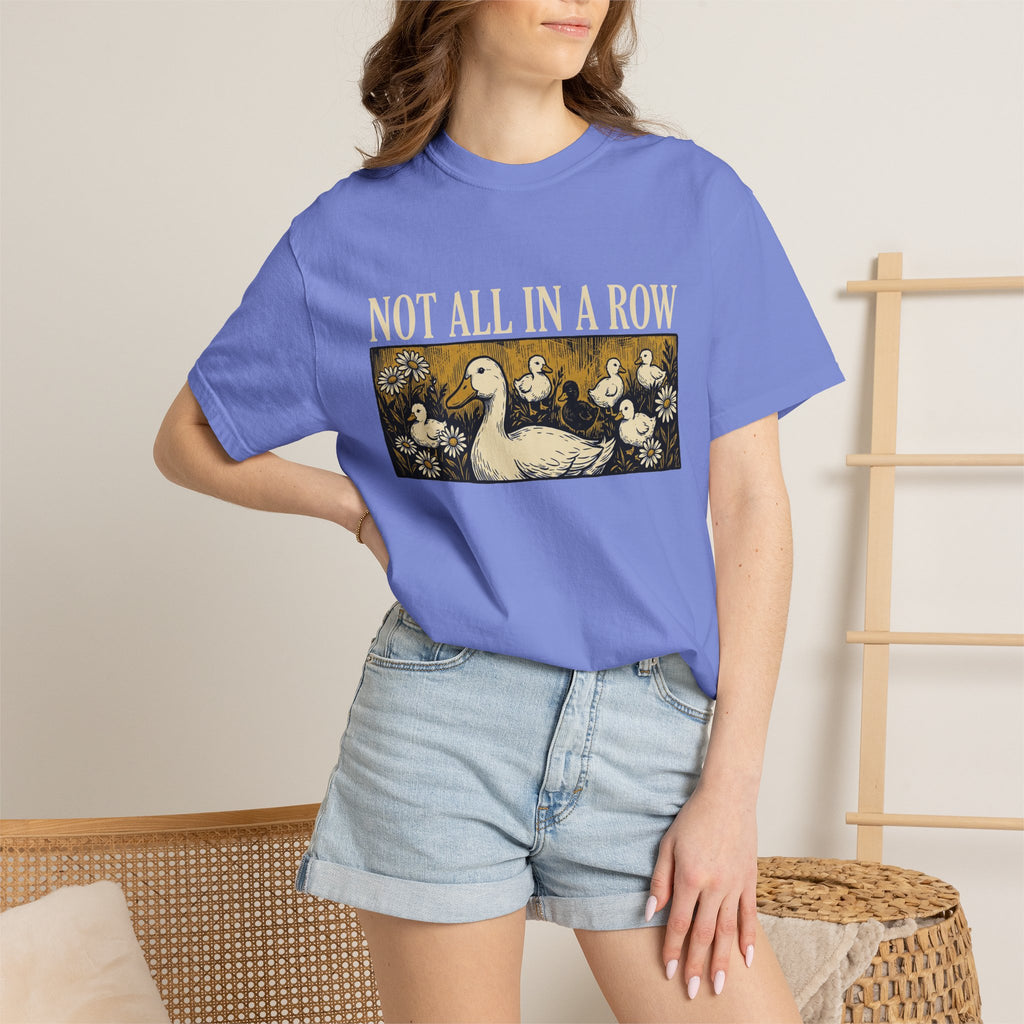 Not All In A Row Gold Panel Shirt, Woodcut Duck Family Tee, Folk Art Duck Shirt, Funny Gift