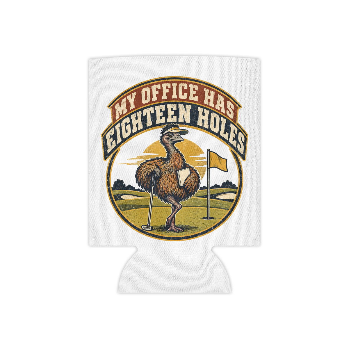 My Office Has Eighteen Holes Can Cooler, Funny Beer Can Sleeve, Retirement Gift Stocking Stuffer