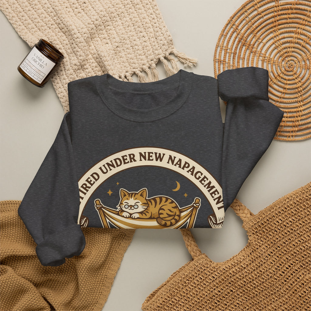 Funny Retirement Sweatshirt Retired Under New Napagement | Retirement Pun Sweatshirt | Retired Cat Nap Sweatshirt | Retiree Gift