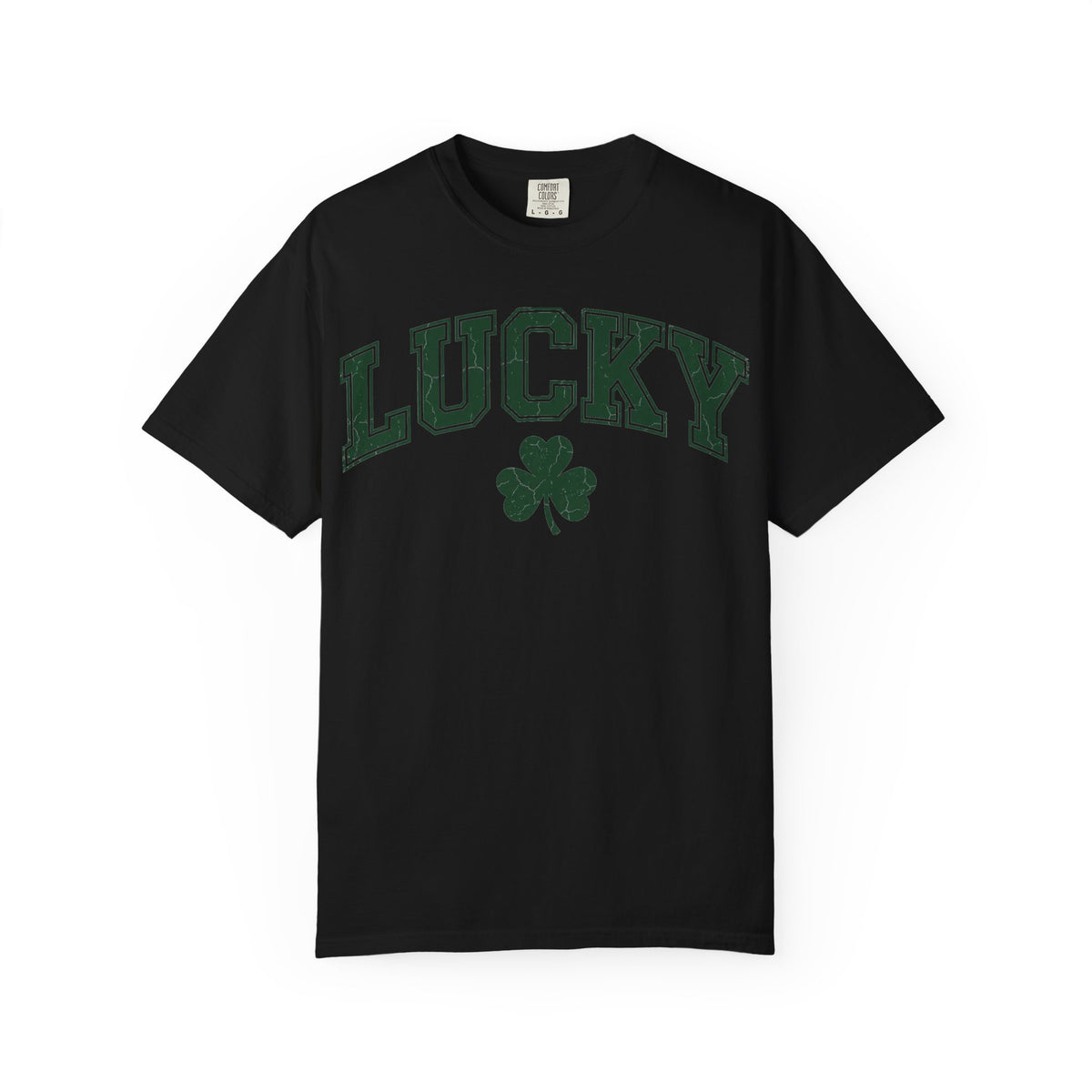 Lucky Shamrock Varsity Shirt, Distressed Green Clover Tee, St Patricks Day Collegiate Shirt, Irish Gift