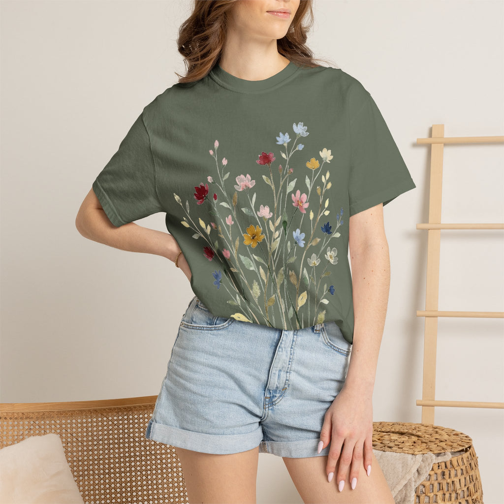 Watercolor Wildflower Spray Shirt, Painted Meadow Bouquet Tee, Cottagecore Floral Shirt, Garden Gift