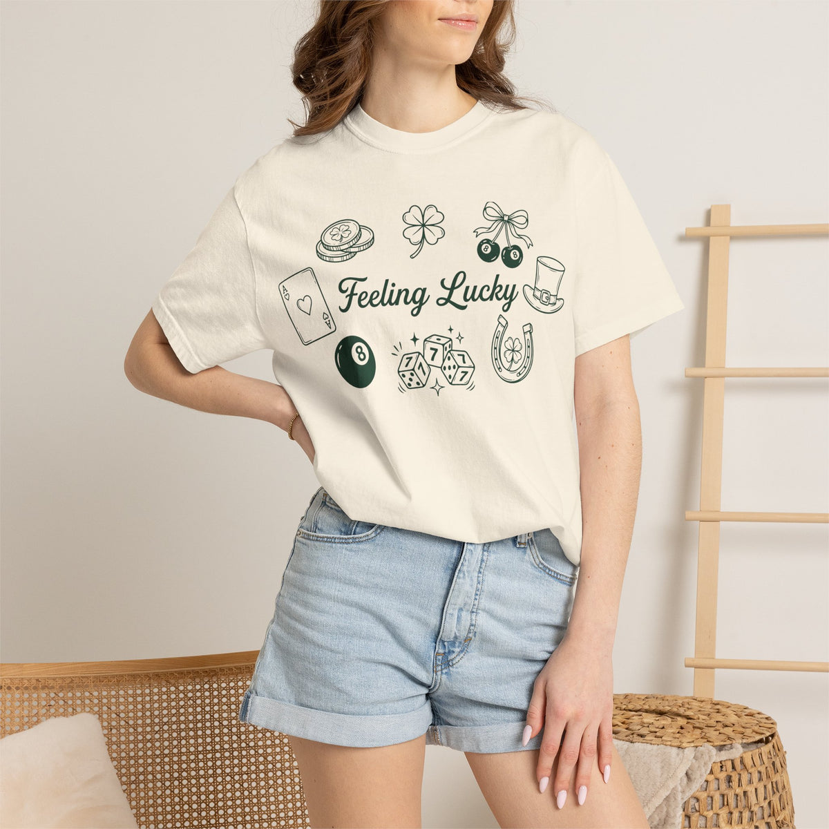 Feeling Lucky Wide Charms Shirt, St Patricks Clover Dice Tee, Green Luck Shirt, Irish Gift