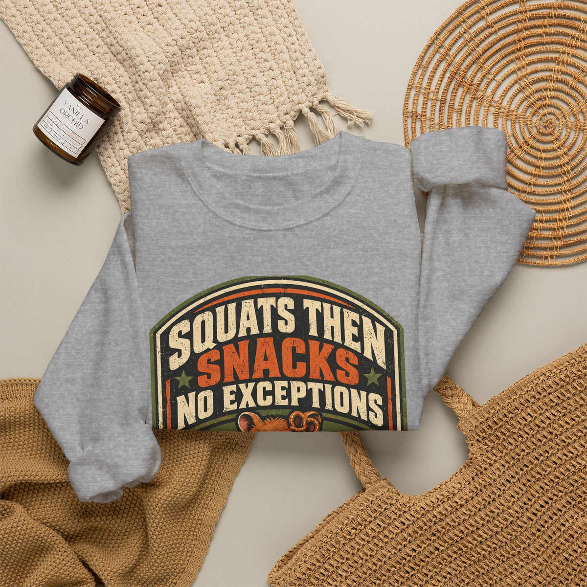 Funny Gym Sweatshirt Squats Then Snacks No Exceptions Sweatshirt, Leg Day Gift